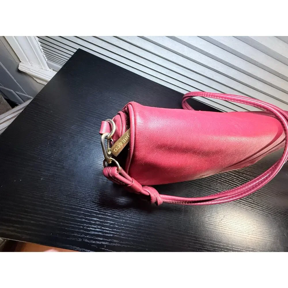 Stone & Co Red Leather Shoulder Bag Flap Purse Knot Strap Medium Y2K Style